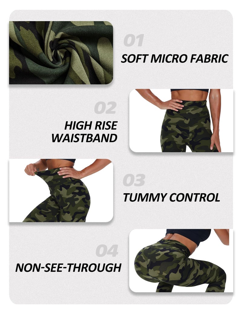 ZOOSIXX High Waisted Leggings for Women - Tummy Control Soft Opaque Printed Pants with Camo, Leopard for Workout Skating - Image 3